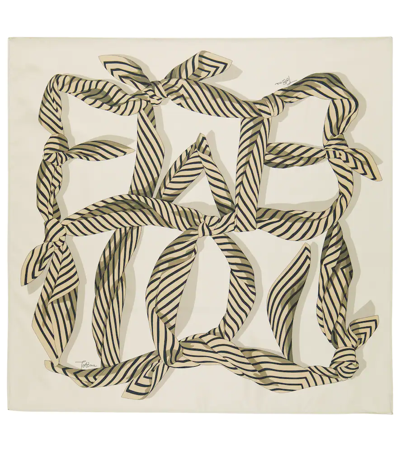 Monogram Silk Scarf in Beige - Toteme