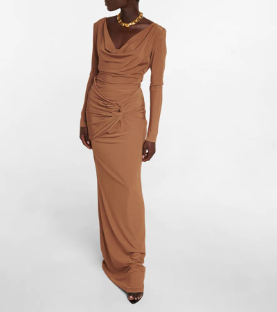 Shop Tom Ford Draped Jersey Gown In Parfait
