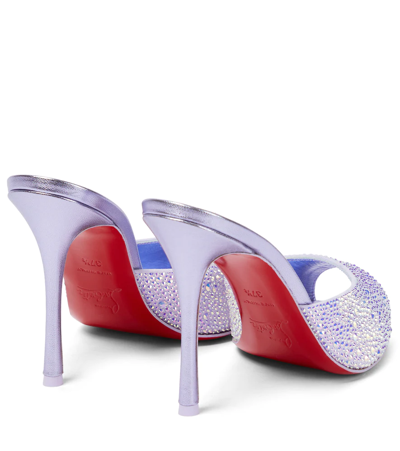 Shop Christian Louboutin Dolly Crystal-embellished Leather Mules In Lilac