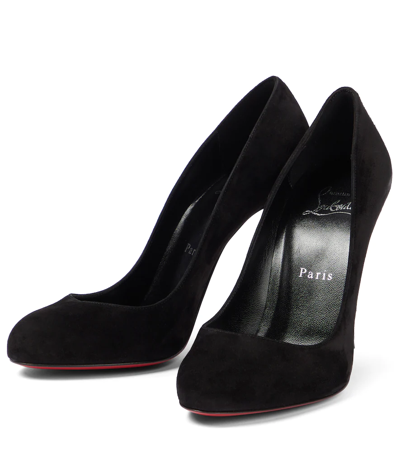 Shop Christian Louboutin Dolly 100 Suede Pumps In Black/lin Black