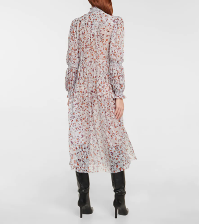 Shop Dorothee Schumacher Drapy Softness Printed Midi Dress In Shiny Liberty Fleur