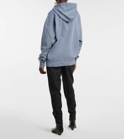 Shop Isabel Marant Étoile Mansel Logo Cotton-blend Hoodie In Greyish Blue