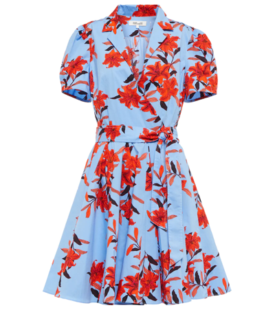 Shop Diane Von Furstenberg Ana Printed Crêpe Wrap Dress In Argos Med Sky Blue