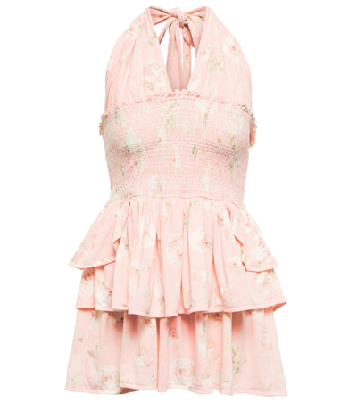 Shop Loveshackfancy Deanna Cotton Minidress In Ballet Pink