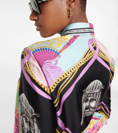 Shop Versace I Ventagli Silk Twill Shirt In Multicolor