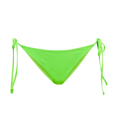 Shop Ganni Self-tie Bikini Bottoms In Lime Popsicle