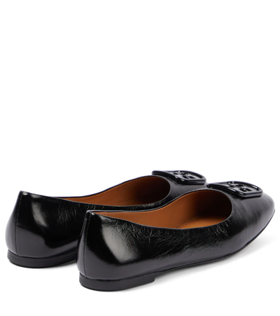 Shop Tory Burch Georgia Leather Ballet Flats In Perfect Black