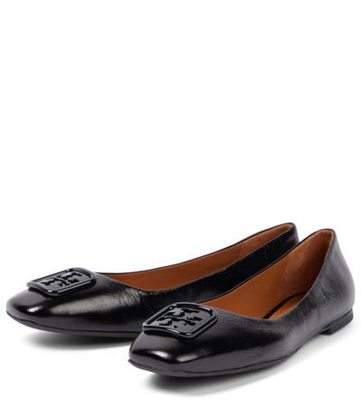 Shop Tory Burch Georgia Leather Ballet Flats In Perfect Black