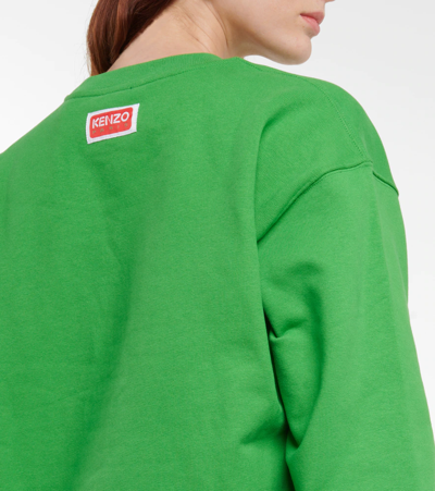 Shop Kenzo Logo-print Cotton Jersey Sweatshirt In Grass Green