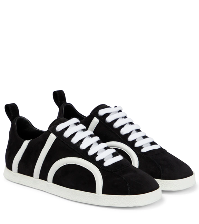 Shop Totême Leather-trimmed Suede Sneakers In Black Suede