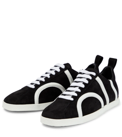 Shop Totême Leather-trimmed Suede Sneakers In Black Suede