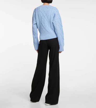 Shop Stella Mccartney Cable-knit Wool Sweater In Sky Blue