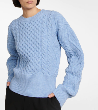 Shop Stella Mccartney Cable-knit Wool Sweater In Sky Blue