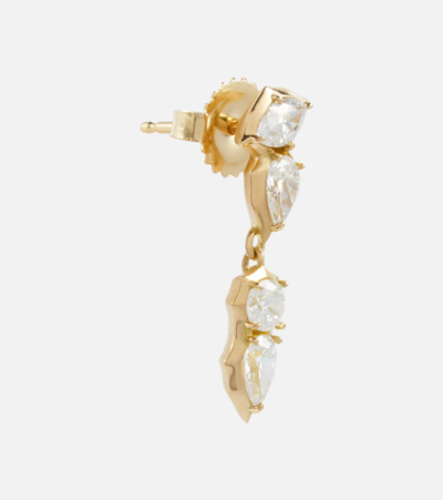 Shop Jade Trau Poppy Single Drops 18kt Gold Earrings With Diamonds In 0