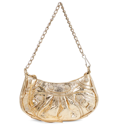 Shop Balenciaga Le Cagole Mini Leather Shoulder Bag In Light Gold