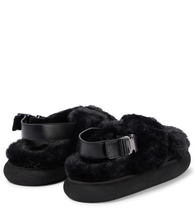 Shop Moncler Solarisse Faux Fur Sandals In Black