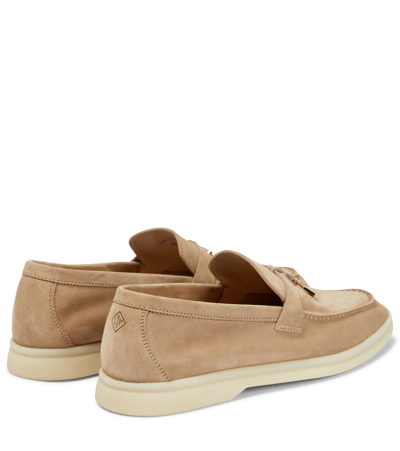Loro Piana Summer Charms Walk Suede Loafers In Sandstone | ModeSens