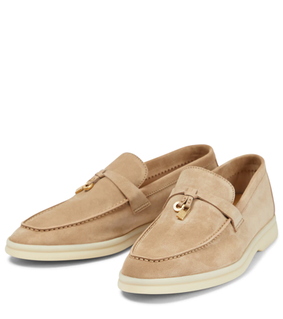 Loro Piana Summer Charms Walk Suede Loafers In Sandstone | ModeSens