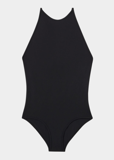 Shop Totême High-neck One-piece Swimsuit In Black