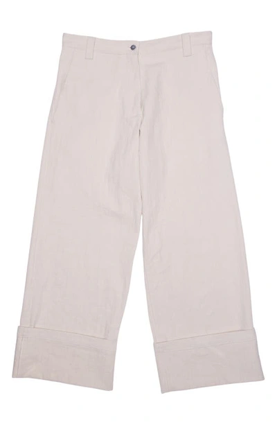 Shop Moncler Genius 2 Moncler 1952 Crop Cuff Wide Leg Cotton Pants In Tan