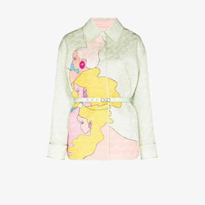 Shop Fendi Go-to Single-breasted Silk Coat In Green