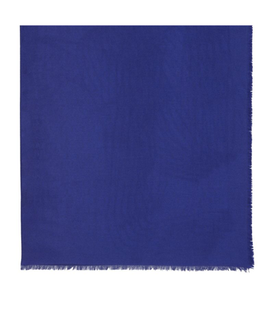 Shop Saint Laurent Wool-blend Scarf In Blue