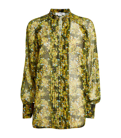 Shop Victoria Beckham Floral Pleated Blouse In Green