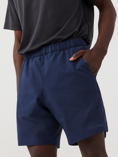 Shop Outdoor Voices High Stride 7-inch Short With Pockets In Navy