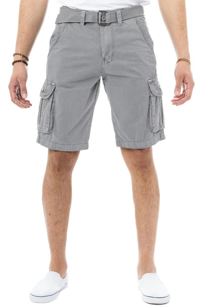 X-ray Belted Twill Trim Cargo Shorts In Slate Grey