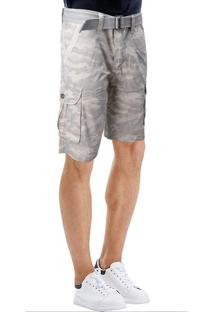 X-ray Belted Twill Trim Cargo Shorts In Sand Camo
