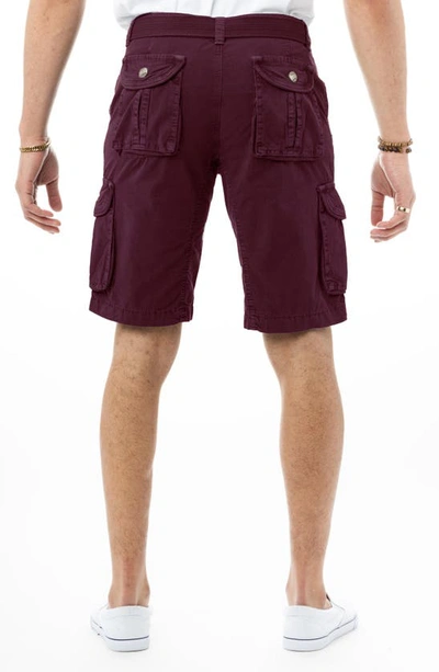 X-ray Belted Twill Trim Cargo Shorts In Wine