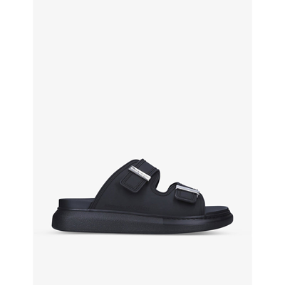 Shop Alexander Mcqueen Hybrid Double-buckle Rubber Sandals In Black