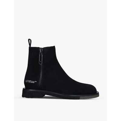 Shop Off-white Sponge-effect Suede Chelsea Boots In Black