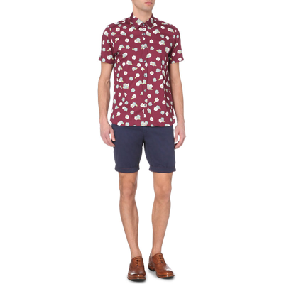 Shop Ted Baker Cotton Chino Shorts In Dark Blue