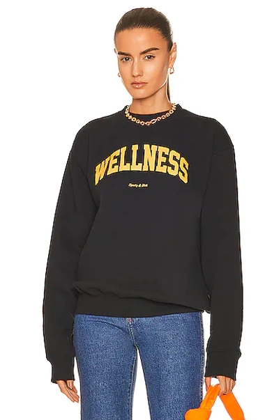 Shop Sporty And Rich Wellness Ivy Crewneck Sweatshirt In Black & Yellow
