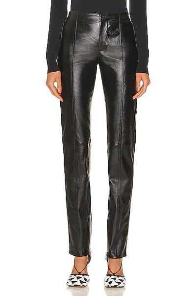Shop Bottega Veneta Stretch Shiny Leather Pants In Black