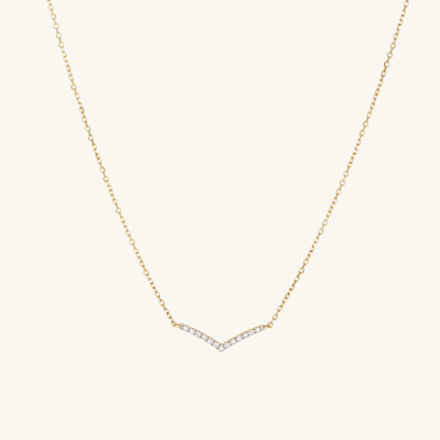 Shop Mejuri Pave Diamond Wishbone Necklace In Yellow