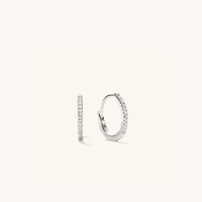 Mejuri Pave Diamond Huggie Hoops White Gold In Silver