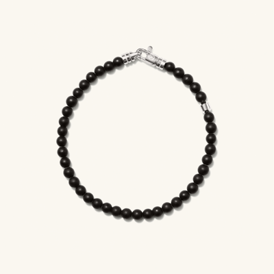 Shop Mejuri 4mm Gemstone Beaded Bracelet Black Agate