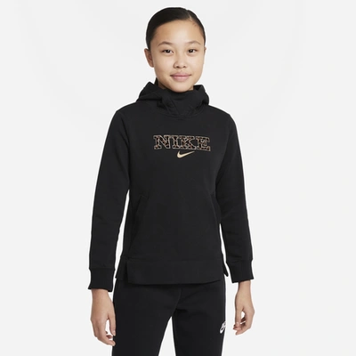 Shop Nike Girls  Leopard Hoodie In Black/brown