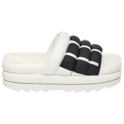 Shop Ugg Womens  Puft Slides In Black/white