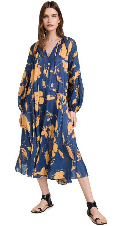 Shop Lee Mathews Malorie Maxi Dress In Navy Orange