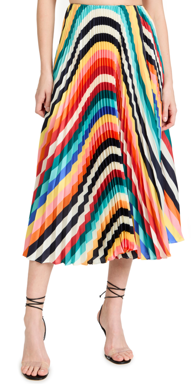 Shop Monse Rainbow Long Pleated Skirt