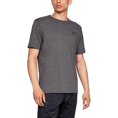 Shop Under Armour Mens  Sportstyle Left Chest T-shirt In Charcoal Heather/black