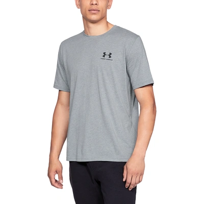 Shop Under Armour Mens  Sportstyle Left Chest T-shirt In Steel Light Heather/black
