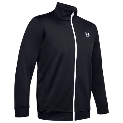 Shop Under Armour Mens  Sportstyle Tricot F/z Jacket In Black/white