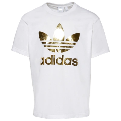 Mira incondicional prisa Adidas Originals Mens Metallic Trefoil T-shirt In White/gold | ModeSens