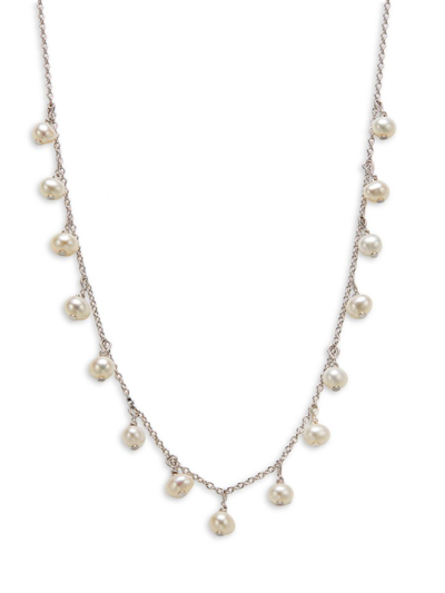 Shop Lafonn Women's Sterling Silver & 4mm Round Waterfall Pearl Necklace