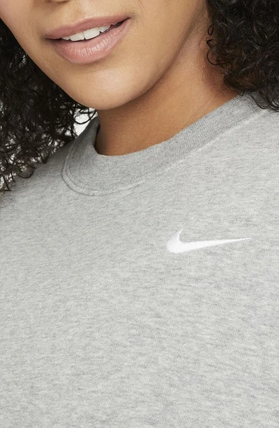 Shop Nike Sportswear Fleece Crewneck Sweatshirt In Grey Heather/ White
