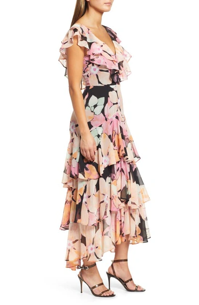 Shop Wayf Chelsea Tiered Ruffle Maxi Dress In Black Orchid